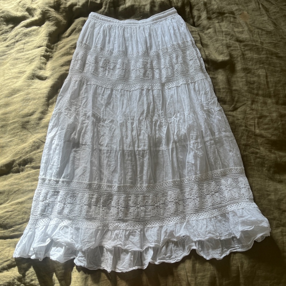 Boho White Maxi Skirt - Picture 5 of 6